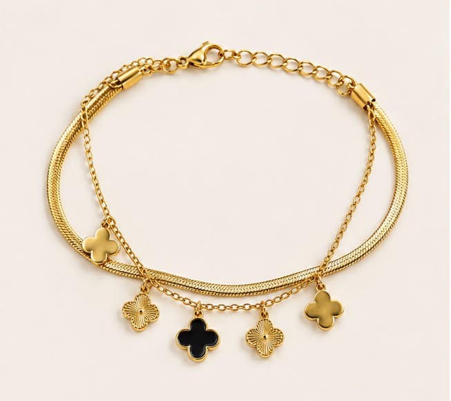 Gold Clover Charm Bracelet
