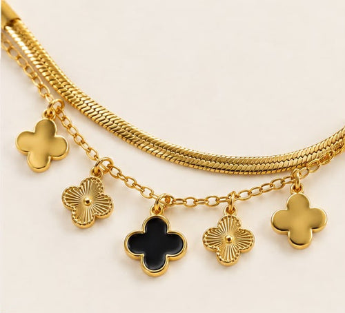 Gold Clover Charm Bracelet
