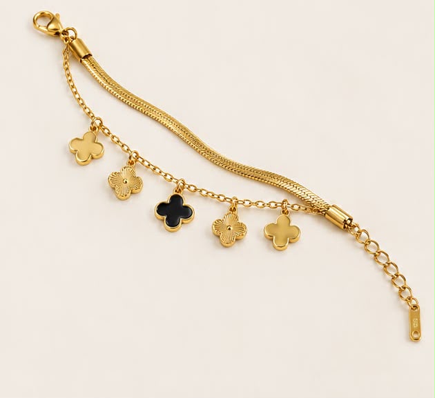 Gold Clover Charm Bracelet